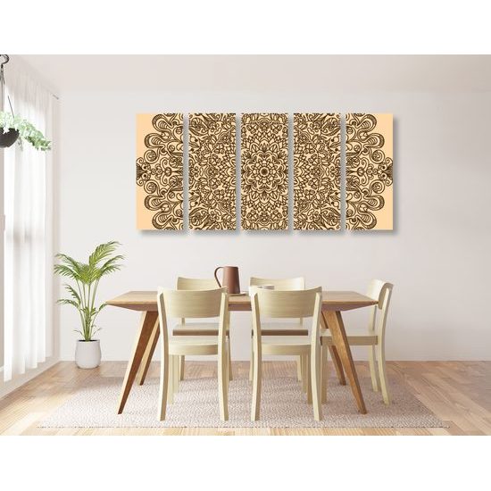 5-dielny obraz Mandala v štýle kvetov