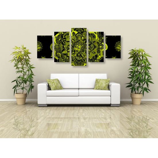 5-dielny obraz žltá Vintage Mandala