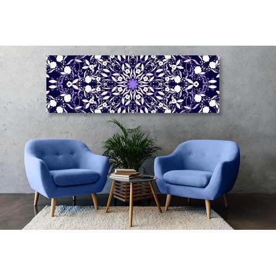 Obraz zaujimavá kvetinová Mandala v fialovom prevedení