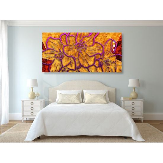 Obraz fialové kvety v abstraktnom prevedení