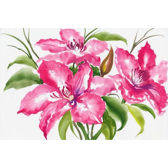 Samolepiaca tapeta maľba ružových kvetov