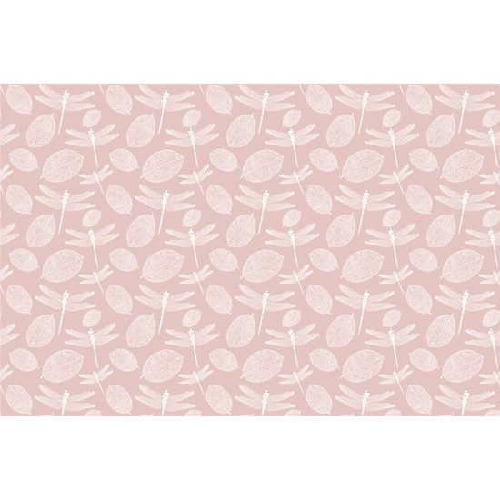 Samolepiaca tapeta lietajúce vážky nad hladinou v ružovom prevedení