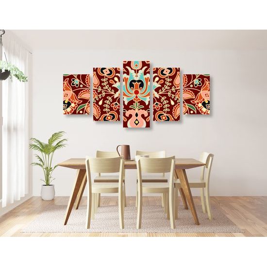 5-dielny obraz ornament s ľudovým nádychom