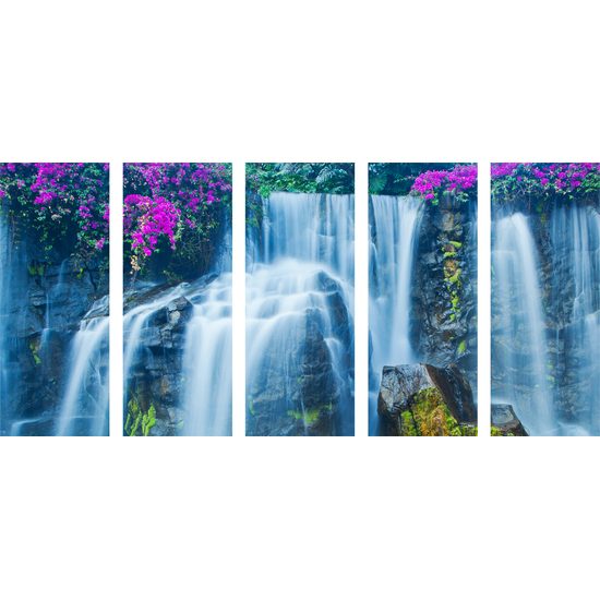 5-dielny obraz krásny horský vodopád