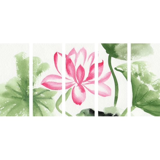 5-dielny obraz umelecká maľba v zelených farbách