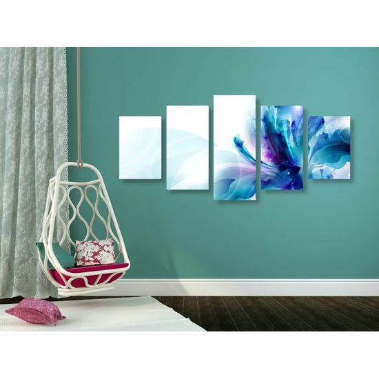 5-dielny obraz kvet v odtienoch modrej