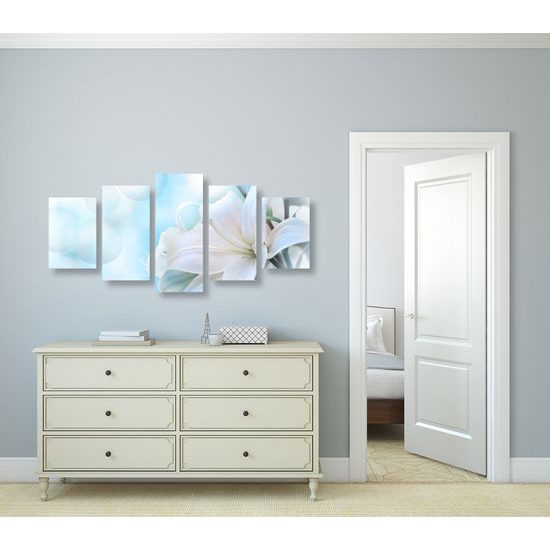 5-dielny obraz snehobiela ľalia
