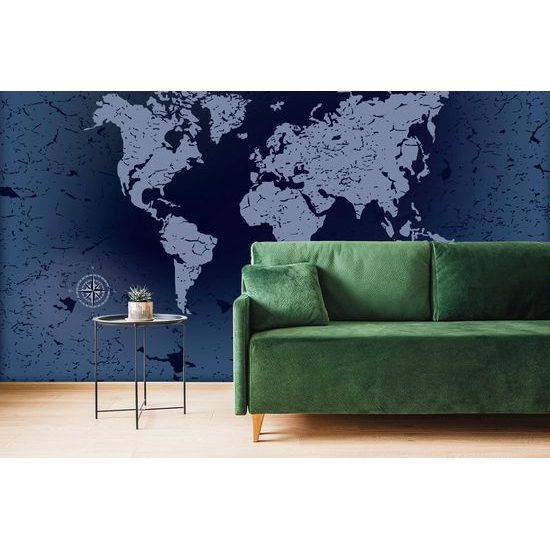 Tapeta vintage mapa v modrom prevedení