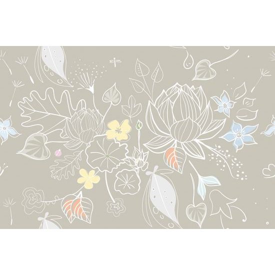 Tapeta nežné kvety v svetlom prevedení