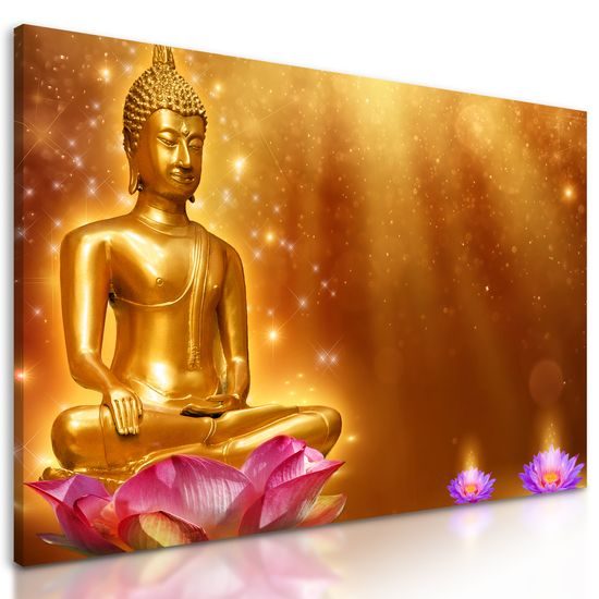Obraz Buddha pri lotosových kvetoch