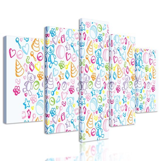 5-dielny obraz hračky v krásnom farebnom prevedení