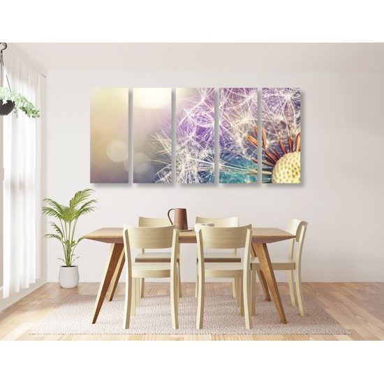 5-dielny obraz krása rozkvitnutej púpavy