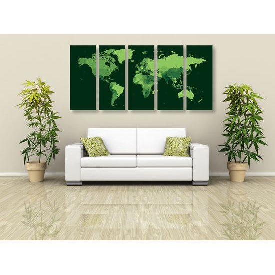 5-dielny obraz mapa štátov v zelenom prevedení