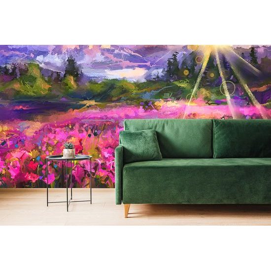 Samolepiaca tapeta nádherná krajina pri západe slnka