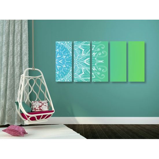 5-dielny obraz zaujímavá Mandala v prírodných farbách