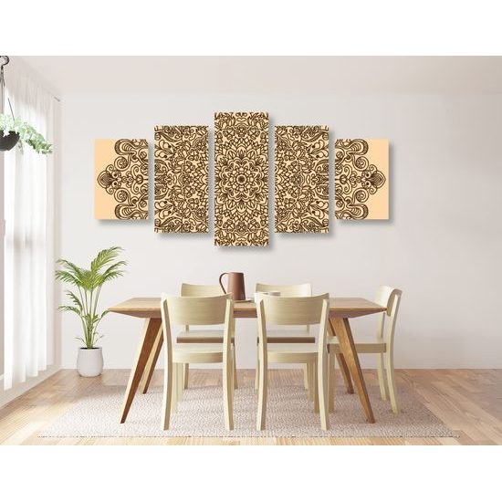 5-dielny obraz Mandala v štýle kvetov