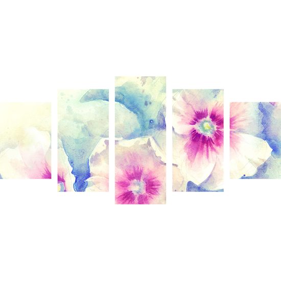 5-dielny obraz pôvabné akvarelové kvety