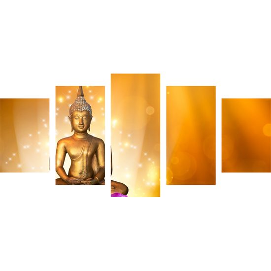 5-dielny obraz Budha v zlatom prevedení