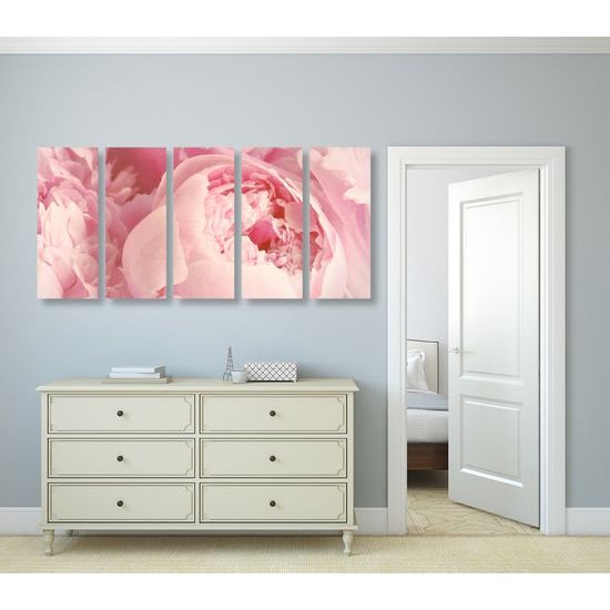 5-dielny obraz detail na ružové kvety