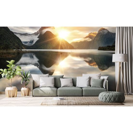 Fototapeta východ slnka nad jazerom na Novom Zélande