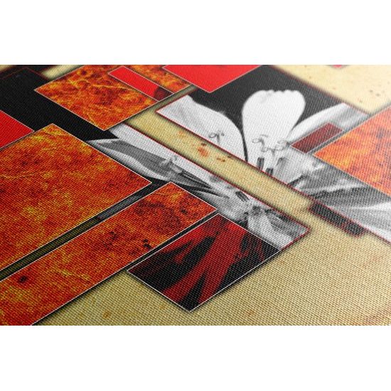 Obraz nádherný kvet v oranžovom ráme