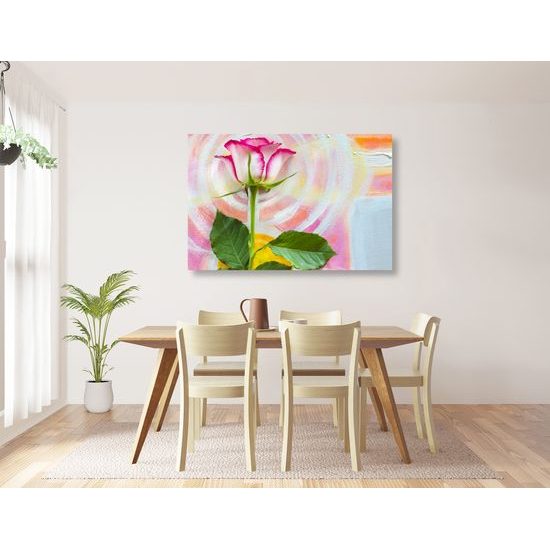 Obraz ruža na maľovanom pozadí