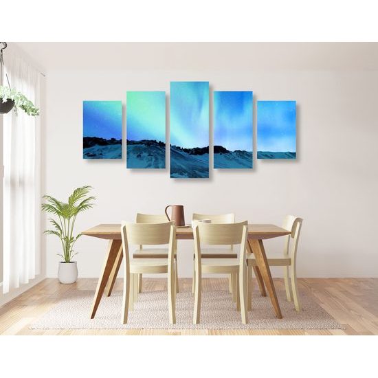 5-dielny obraz nádherná nórska obloha