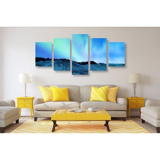 5-dielny obraz nádherná nórska obloha