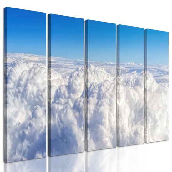 5-dielny obraz krásne biele oblaky