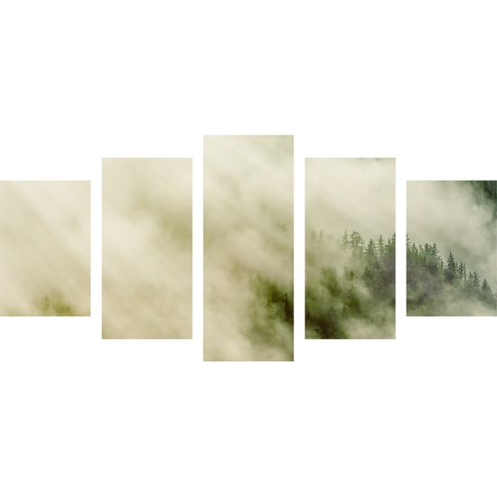 5-dielny obraz hmla nad lesom