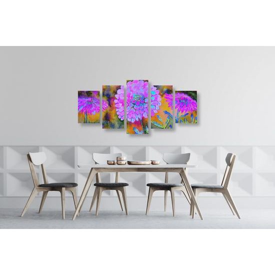 5-dielny obraz olejomaľba kvetov