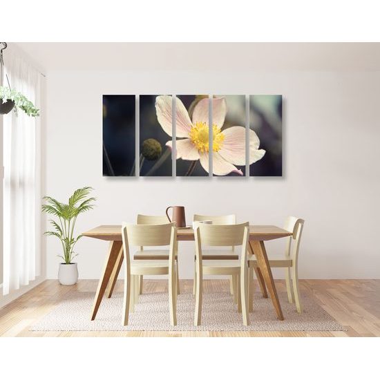 5-dielny obraz detail krásneho kvetu