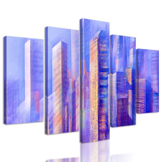 5-dielny obraz rušné veľkomesto