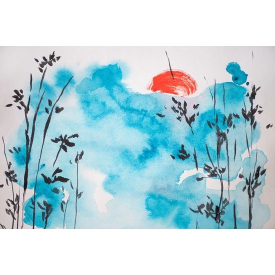 Tapeta azúrová obloha v akvarelovom prevedení