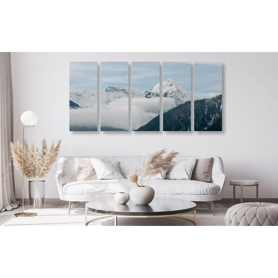 5-dielny obraz pohľad na zasnežené kopce