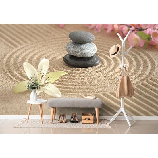 Fototapeta zen záhrada s kameňmi a kvetmi