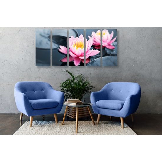 5-dielny obraz lekno v rieke