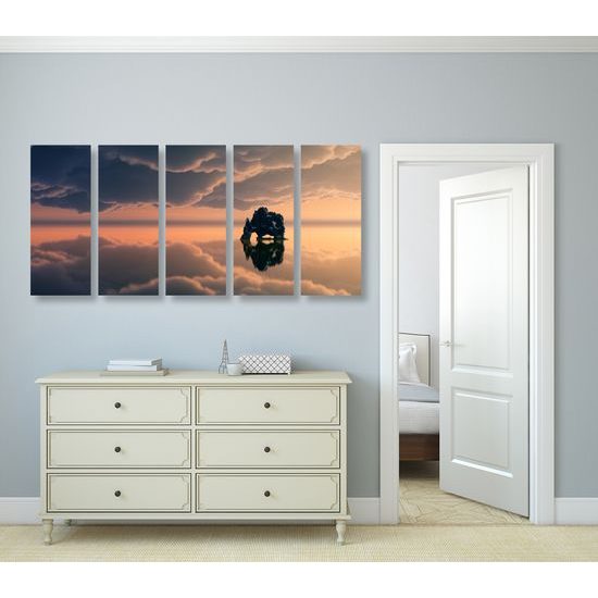 5-dielny obraz skala uprostred mora