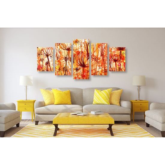 5-dielny obraz umelecká abstrakcia púpav