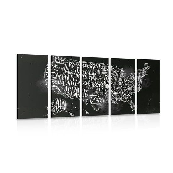 5-dielny obraz zaujímavá mapa USA