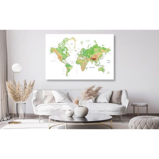 Obraz na korku mapa sveta na bielom pozadí