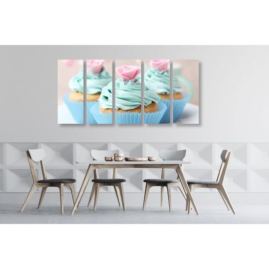 5-dielny obraz lahodné muffiny v pastelových farbách