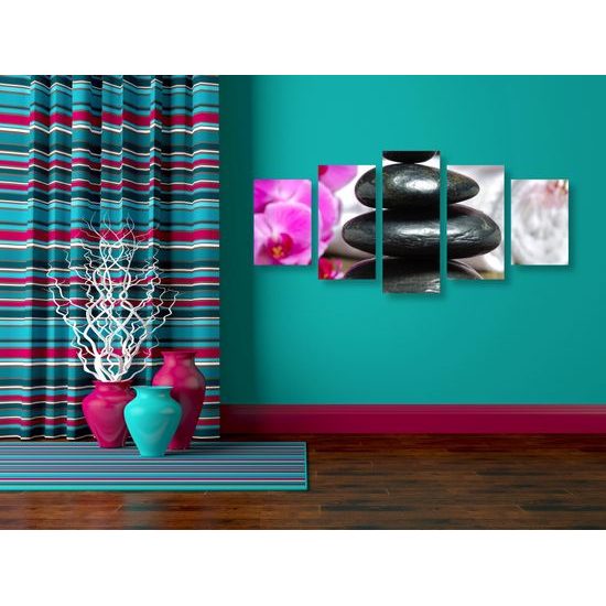 5-dielny obraz meditačné Zen kamene