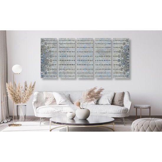 5-dielny obraz unikátny vzor na šedom pozadí