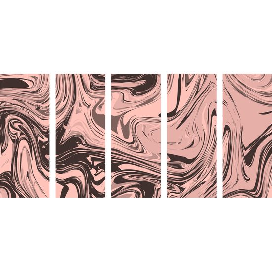5-dielny obraz ružová umelecká abstrakcia