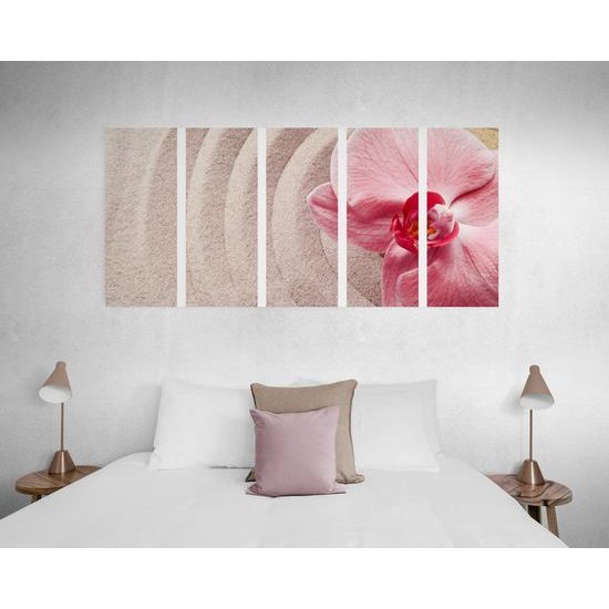 5-dielny obraz ružová orchidea v Zen zátiší