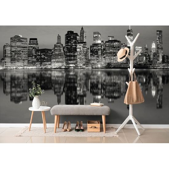 Samolepiaca fototapeta čiernobiely nočný Manhattan