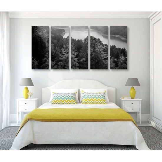 5-dielny obraz prekrásny pohľad na letnú prírodu v čiernobielom prevedení