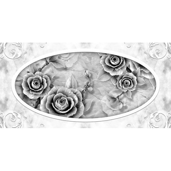 Obraz nádherné historické ruže v čiernobielom prevedení