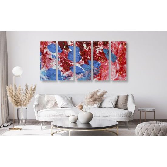 5-dielny obraz detail akvarelovej abstrakcie